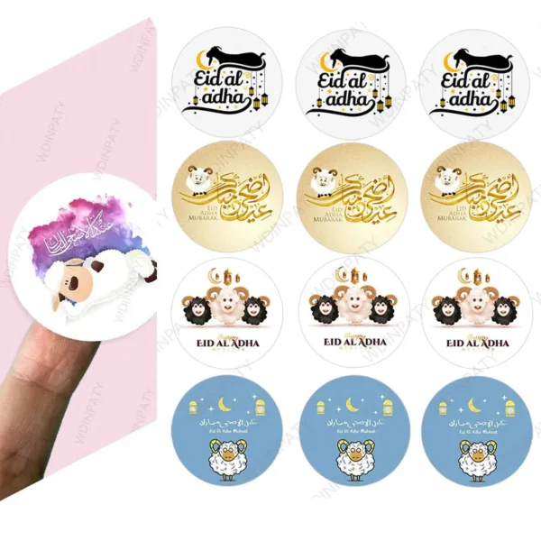 3.5/4.5cm Eid Mubarak Stickers Party DIY Eid Decorations Labels Sheep Muslim Al-Adha Greeting Treat Gift Packing HAJJ Kareem