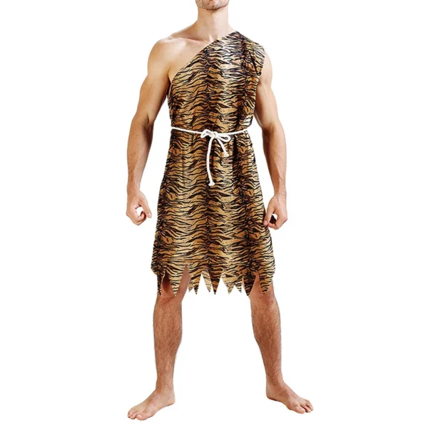 Adult Halloween Caveman Costume For Women Men Leopard Print Costume Jumpsuit With Belt Tops And Skirt Hot Sale