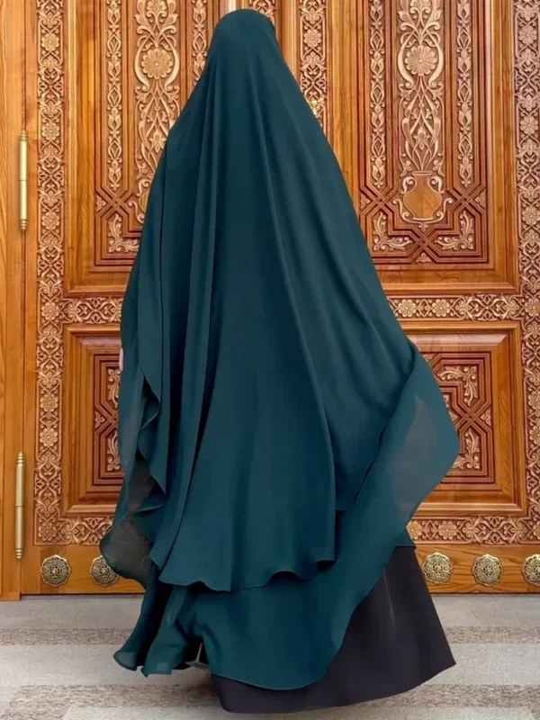 2Layers Chiffon Long Khimar Women Muslim Hijab Prayer Eid Hijabs Headscarf Shawl Veil Long Two-Layer Djellaba Niqab Ramadan 2024