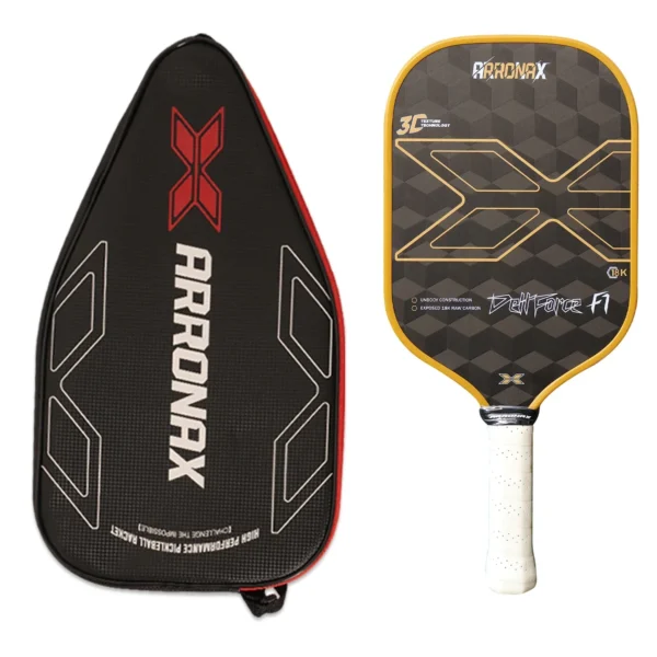 ARRONAX Thermoformed 3D 18K Raw Carbon Fiber Surface For Spin And Control Foam Injected Edges Wide-Body Pickleball Paddle