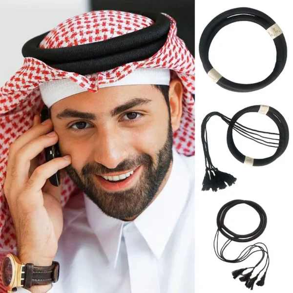 1Pcs Islamic Clothing Headwear Rope Desert Accessories Muslim Headrope Black Man Saudi Arabic Dubai Egal Shemagh Shawl