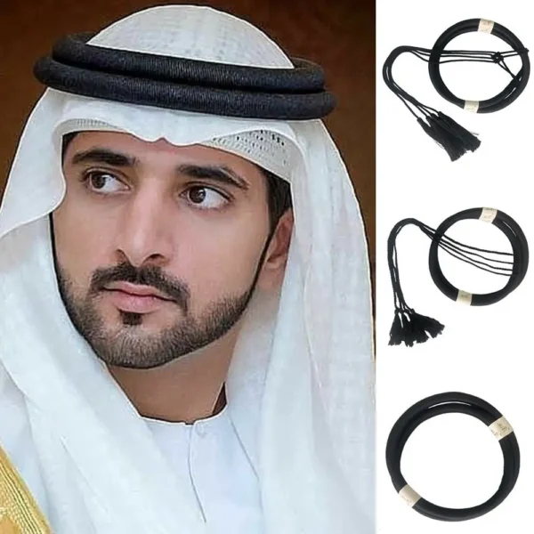 1Pcs Islamic Clothing Headwear Rope Desert Accessories Muslim Headrope Man Saudi Arabic Dubai Black Egal Shemagh Shawl