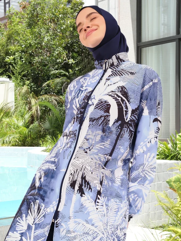 4PCSSet Waterproof Burkini Femmes Muslim Swimwear Women Long Sleeves Modest Swimsuit ( Top + pants + hijab+Bra)