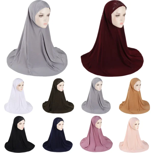 Size L 70*70cm Muslim Pray Hijab Amira Pull On Scarf Headscarf Islamic Scarves Turban Caps Bonnet Women Ramadan Head Wrap Niqab