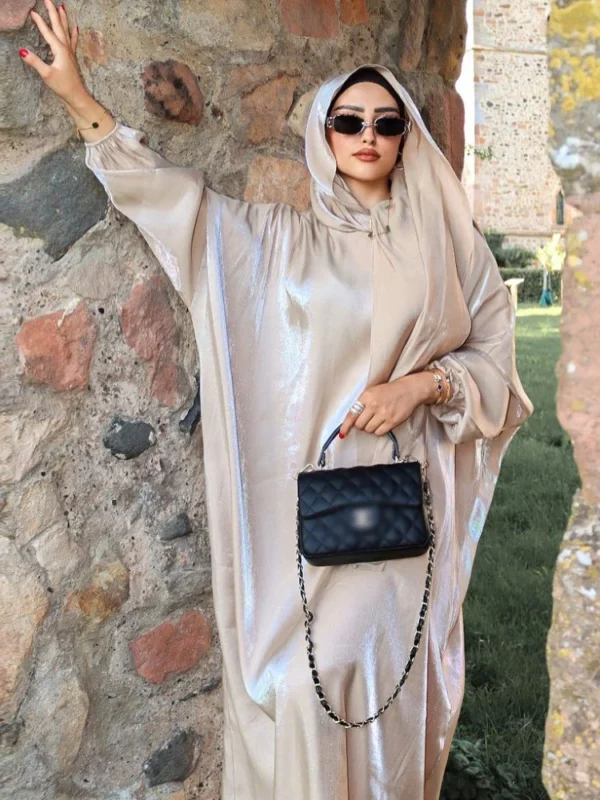 Eid Muslim Silky Hoody Abayas for Women Dress Morocco Ramadan Caftan Abaya Elegant Kaftan Islam Cardigan Dubai Arab Long Robe