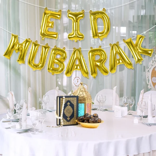 Eid Mubarak Letter Foil Balloons Ramadan Moubarak Star Moon Banner Muslim Hajj Decoration Islamic Festival Party Decor Supplies