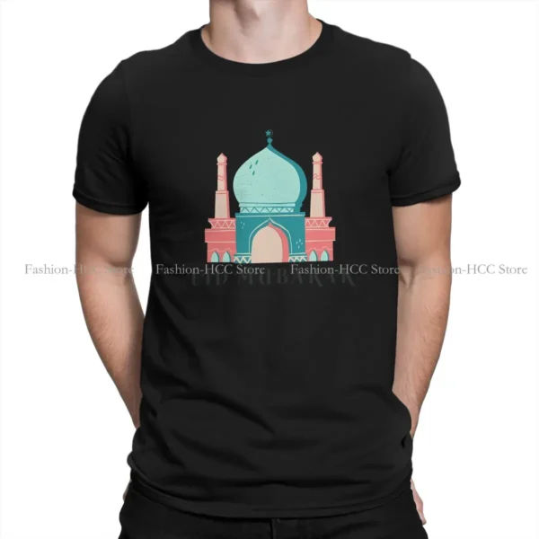 Round Collar TShirt Eid Mubarak Arabic Muslim Original Polyester T Shirt Men Clothes Individuality