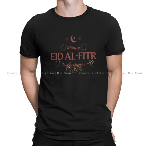 Casual Polyester TShirt Eid Mubarak Arabic Muslim Printing Streetwear Comfortable T Shirt Men Short Sleeve