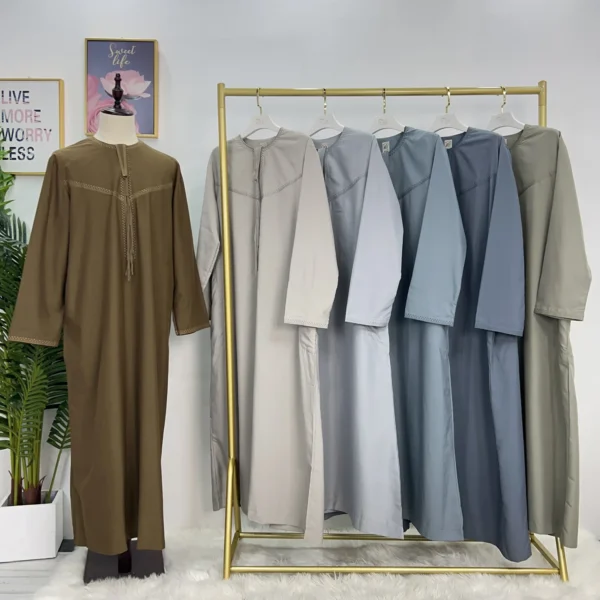 Eid Dress for Muslim Men Jubba Thobe Mens Abaya Islamic Eid 2025 Ramadan Long Robe Saudi Musulman Wear Caftan Dubai Arab Dresses