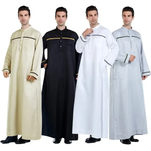 Eid Muslim Men Jubba Thobe Abaya Long Dress Islamic 2025 Ramadan Long Robe Saudi Musulman Wear Caftan Dubai Arab Mens Dresses