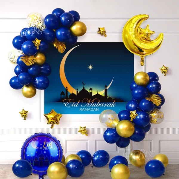 Eid Mubarak Star Moon Aluminum Foil Balloons Set Ramadan Decoration Islamic Muslim Eid Al Adha Party Supplies Ramadan Kareem