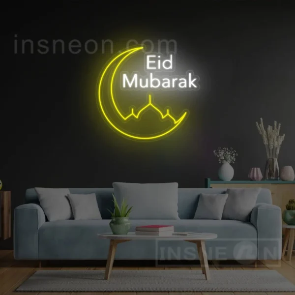 Eid Mubarak Neon Sign Festival Neon Signs Led Light Home Bedroom Wall Decor Festival Party Decor Crescent Islamic Gifts Neon Art