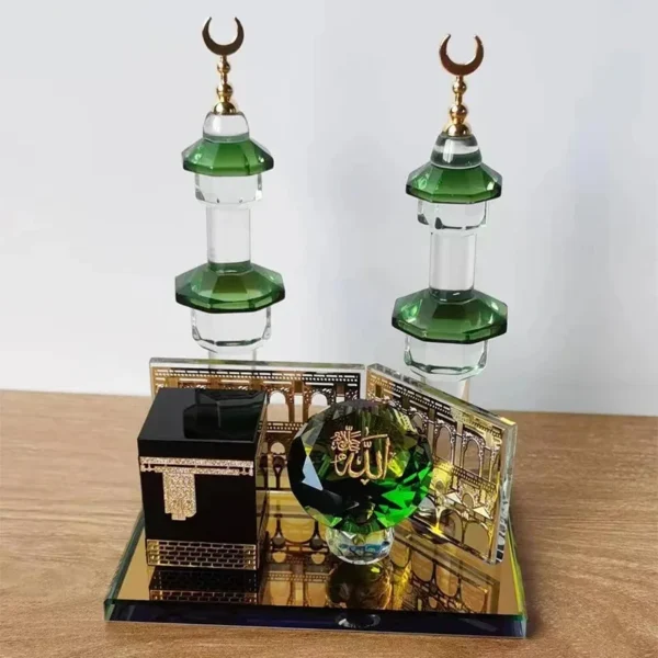 Saudi Arabia Travel Souvenirs Mecca Mosque Clock Tower Kaaba Minaret Crystal Models Middle East Muslim Desktop Ornaments Decor