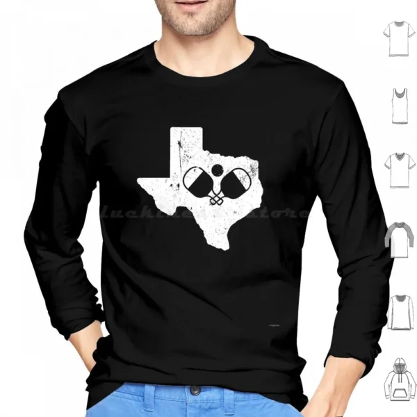 Texas Pickleball Shirt – Long Sleeve Hoodie with Pickle ball Design for Texans