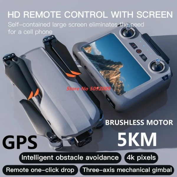 Professional Dron 4K HD Camera Screen Drone 3-Axis Gimbal 360° Obstacle Avoidance FPV Brushless EIS Electronic RC Quadcopter Toy