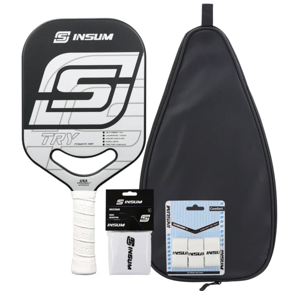 Pickleball Paddle 3K Carbon Fiber Surface with Aero Throat Pickleball Thermoformed Racket Set-19.6mm Edgeless Pickleball Paddle