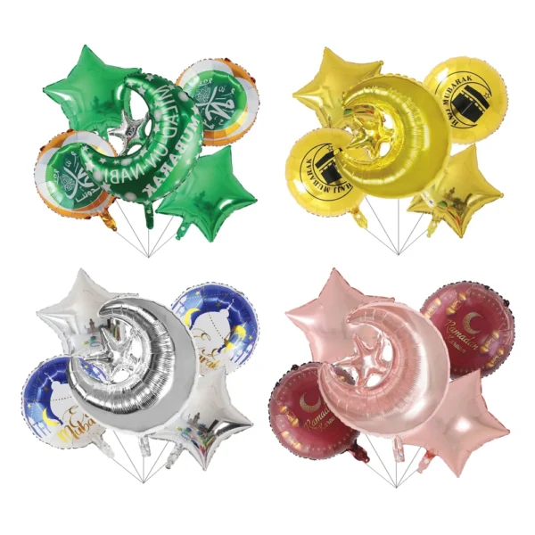 5Pcs Eid al-Adha Balloon Ramadan Eid Mubarak Ballons Decorations Ramadan Kareem Gift Islamic Muslim Holiday Party Decor