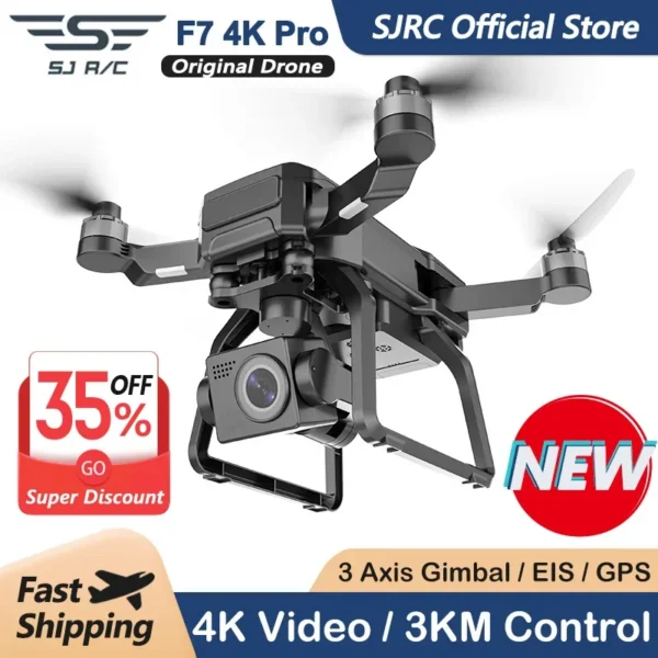 SJRC F7 4K PRO Camera Drone GPS HD 5G WiFi FPV 3KM 3 Axis Gimbal EIS Professional Brushless Quadcopter With Cam RC Foldable Dron