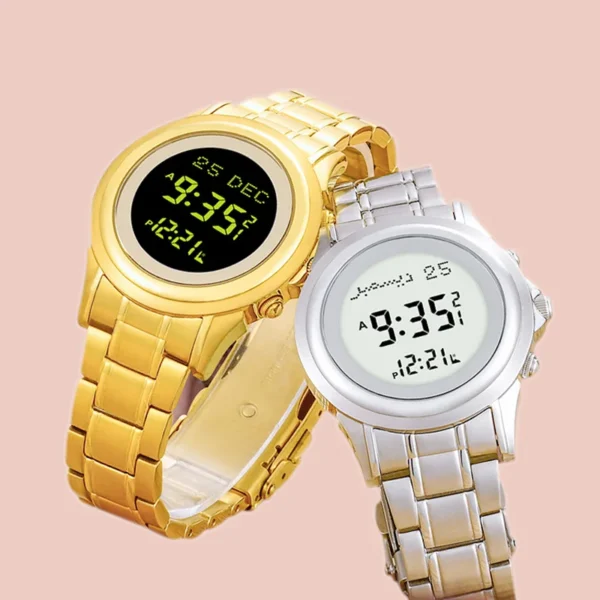 Azan Muslim Watch for Couple with Prayer Alarm and Automatic Qibla Direction Islamic Wrist Clock Lover Ramadan Gift 1 Piece